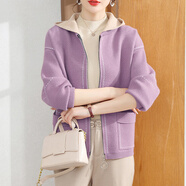 雪夕（XUEXI）媽媽秋裝新款紅色外套大碼上衣中老年女裝洋氣針織開(kāi)衫衣服媽媽裝