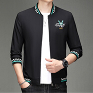 FXEW輕奢潮流立領(lǐng)刺繡夾克男2025歐洲站春秋冬季休閑加絨加厚外套上衣 黑色小白兔 XL 120-135斤