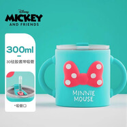 迪士尼（Disney）禮物兒童水杯帶刻度不銹鋼內膽隔熱牛奶杯家用喝水杯馬克杯隨手杯 米妮【玻璃】吸管+蓋子 300ml