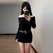 馨悠潔法式純欲黑色裙女春夏季氣質(zhì)性感打底 【黑色】腰帶 S 40/45kg