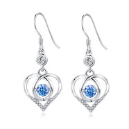 靈動(dòng)愛(ài)心形S925純銀耳勾閃亮耳墜女小耳垂跳動(dòng)的石頭耳釘耳環(huán)耳飾 靈動(dòng)愛(ài)心形S925純銀藍鉆耳環(huán) 925銀