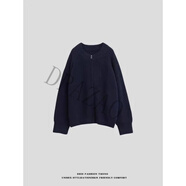 DRAZAOnick tian 春秋冬外套簡(jiǎn)約韓國(guó)毛衣開衫男拉鏈純色保暖針織衫休閑 藏藍(lán)色 2XL