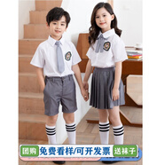 芯時(shí)代團體服幼兒園園服套裝夏裝小學(xué)生班服英倫風(fēng)兒童夏季學(xué)生裝女學(xué)院 男童（襯衫+褲子+領(lǐng)帶+徽章+襪子） 170 碼