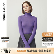朗姿【王楚然同款】純羊毛高領(lǐng)針織衫秋冬內(nèi)搭打底上衣曠野美拉德 數(shù)碼紫色2 2XL