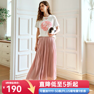 Olrain歐芮兒空氣感琉璃紗褲裙休閑褲女裝夏季新款涼涼褲闊腿裙褲出游 霓粉色 M