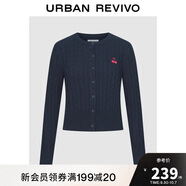 UR2025秋季新款女裝休閑絞花肌理櫻桃刺繡針織開(kāi)衫UYY950116