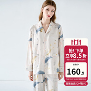 嫚熙（EMXEE）月子服孕婦睡衣產(chǎn)后家居服哺乳衣春秋季紗羅喂奶夏天 星河物語【兩件套】純棉—哺乳口 M【Noble高端系列】