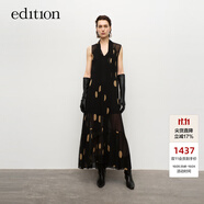 edition連衣裙女2024秋季新款法式復(fù)古波點(diǎn)飄帶領(lǐng)真絲兩件裙子新復(fù)古回潮 黑杏波點(diǎn)色 M 165