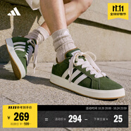 adidas「面包鞋」GRAND COURT BASE 00s休閑低幫板鞋男女阿迪達(dá)斯   綠色/沙漠棕/乳白色   41