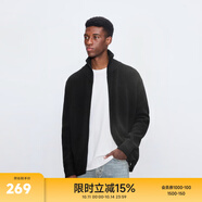 CHINISM  CH赤塵簡約立領(lǐng)開衫毛衣男潮流美式休閑針織衫上衣慵懶感外套 黑色 2XL