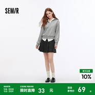 森馬（Semir）半身裙女百搭學(xué)院風(fēng)顯瘦短裙俏皮小個(gè)子秋灰色格子百褶裙時(shí)尚 灰色調00422 XL
