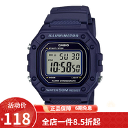 卡西歐（CASIO） 卡西歐(CASIO)小方塊數(shù)顯電子表狂飆安欣同款男防水學(xué)生運(yùn)動(dòng)手表 W-218H-2A藍(lán)色