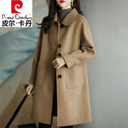 皮爾卡丹（pierre cardin）品牌毛呢外套女2025秋冬新品大號女裝韓版修身氣質(zhì)中長款呢子大衣 常規(guī) 駝色(款) XL 參考114-127斤
