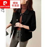 皮爾卡丹（pierre cardin）2025年秋冬新款雙面呢羊毛絨大衣女短款小香風(fēng)小個(gè)子高端呢子外套 黑色【高品質(zhì)】 2XL 建議110-123斤
