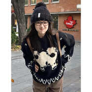 燦圖小香風(fēng)內搭毛衣女秋冬季新款潮流加厚針織打底衫保暖休閑上衣服女 黑色毛衣 M