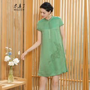 木真了（MOZEN）木真瞭改良提花A擺連衣裙女裝夏季新品刺繡寬松女裙307 15色 M