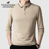 富貴鳥(niǎo)（FUGUINIAO）長(zhǎng)袖t恤男秋裝翻領(lǐng)休閑polo衫商務(wù)中青年爸爸秋冬長(zhǎng)T潮 卡其色 M