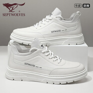 七匹狼鞋子男鞋頭層牛皮板鞋冬季潮款休閑皮鞋簡(jiǎn)約純色真皮運動(dòng)鞋 3019 白色 41 皮鞋碼