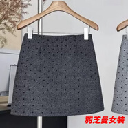 顧夕岑植絨愛心波點毛呢短裙女百搭高腰顯瘦小個子A字半身裙防走光短裙 深灰色 M95-105卡碼拍大
