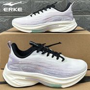 鴻星爾克（ERKE）軟彈跑步鞋女鞋春季網(wǎng)面透氣運動鞋紅星輕便休閑鞋子女軟底慢跑鞋 正白/薄霧紫 37