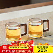 憶壺茶（YIHUTEA）小茶杯玻璃喝水杯功夫茶具泡茶杯子玻璃杯男女辦公室水杯主人茶碗 【升級把手】木把杯100ml