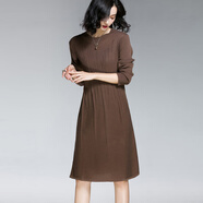 品瑟早秋長(cháng)袖連衣裙修身氣質(zhì)顯瘦高級感女士慵懶風(fēng)百搭裙25525 咖啡色 均碼【推薦85-140】