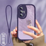 七殼子 鎏金四葉草適用vivox70手機殼x70pro+保護套新款小羊皮高級感外殼鏡頭全包防摔女時尚輕奢ins 暗紫色-雅川四葉草F紫+膜+手繩 VIVOX80PRO