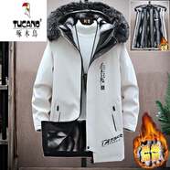 啄木鳥（TUCANO）潮流羽棉絨服男中長款派克服秋冬季加厚外套修身夾克男外套冬裝 1903加絨加厚米色 2XL