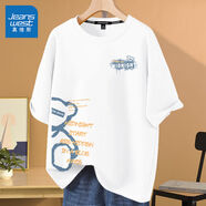 真維斯（JEANSWEST）短袖t恤女夏季2025新款ins時尚打底衫純棉上衣服女裝學生寬松半袖 白色 日暮熊_KZ XL