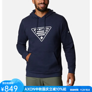 哥倫比亞（Columbia）衛(wèi)衣男戶外休閑長袖上衣運(yùn)動(dòng)連帽套頭衫春秋打底舒適日常 1992901 Collegiate Navy, White M適合胸圍96.5-104.1cm