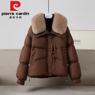 皮爾卡丹（pierre cardin）時尚大毛領羽絨棉服女2025年新款冬季棉衣外套洋氣減齡短款小棉襖 美拉德咖今年流行的輕奢品牌 XL 130-150斤