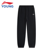 李寧童裝兒童運動(dòng)長(cháng)褲女大童春秋款舒適保暖運動(dòng)休閑褲 黑色46-3 140