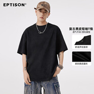 衣品天成  EPTISON潮流麂皮寬松短袖T恤2024年夏季新款情侶上衣男士 黑色 165
