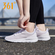 361°女鞋運動(dòng)鞋春季新款輕便軟底361°度網(wǎng)面透氣跑步鞋休閑女士 玫瑰水色/瑪瑙紫 35