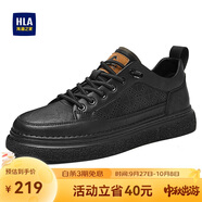 海瀾之家HLA男鞋休閑男士板鞋運(yùn)動(dòng)鞋HAAXXM2EBF310 黑色沖孔款43