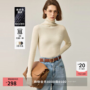 LILY【美麗諾綿羊毛】2024秋裝新款女裝簡(jiǎn)約高領(lǐng)氣質(zhì)針織衫女內搭 604米白 L