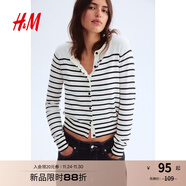 H&M【徐若晗同款】女裝針織衫秋冬打底慵懶圓領(lǐng)長(cháng)袖氣質(zhì)上衣0579541 白色/條紋 2XL 175/128