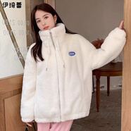 依慕琪羊羔毛絨絨外套女2025新款年輕仿獺兔毛加厚貂絨大衣冬百搭保暖 白色 L  -117-135斤