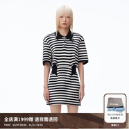 RE'VAN芮范秋季新品設(shè)計師款復(fù)古撞色條紋連衣裙RN71101085 橫條紋 M/38