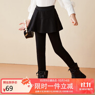 ASK JUNIOR女童褲子冬加厚保暖中大童休閑純色長(zhǎng)褲百搭打底褲裙褲 黑色 120 