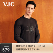 威杰思（VJC） 秋季男裝新品時尚燙鉆長袖針織T恤D24CA2723 黑色常規(guī) L 50