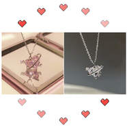 戀愛(ài)星球項鏈 粉鉆愛(ài)心鎖骨鏈少女ins小眾輕奢一箭穿心甜美氣蛇年 【2條組合價(jià)】戀愛(ài)星球粉鉆+白鉆