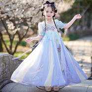 安妮優(yōu)兒女童漢服夏季兒童連衣裙2025新款古風(fēng)超仙唐裝女孩古裝 紫色 160