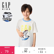 GAP男童2025夏季新款翻轉(zhuǎn)亮片logo純棉短袖T恤兒童裝上衣766500