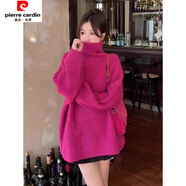 皮爾卡丹歐貨高領(lǐng)毛衣外穿寬松加厚年秋冬新款感森女系針織衫顯瘦 火龍果色毛衣 S