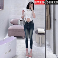 波之興2024春夏季新款梨形身材復(fù)古常規(guī)緊身水洗韓國顯腿細(xì)彈力牛仔褲女 復(fù)古藍(lán) L