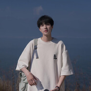 Tim Peake華夫格五分袖T恤男夏季簡約刺繡圓領(lǐng)半袖青少年體恤衫1-1212 白色 2XL