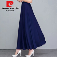 皮爾卡丹（pierre cardin）2025新款雪紡半身長(zhǎng)裙女夏季高腰沙灘裙子跳舞半截大擺裙子a字 藏青色雪紡【腰圍1尺8到3尺】 180度裙長(zhǎng)90厘米適合高166-175【