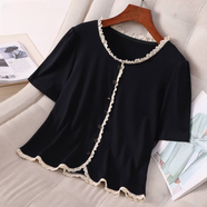 云拿月女裝襯衫大碼女裝襯衫休閑寬松胖妹妹百搭減齡日常顯瘦時(shí)尚夏季 黑色 4XL 【建議155-170斤】