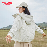 鴨鴨（YAYA）輕薄連帽短款女式羽絨服冬季簡約純色女式時尚外套